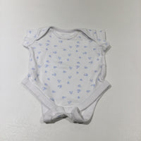 Vehicles Blue & White Short Sleeve Bodysuit - Boys Tiny Baby