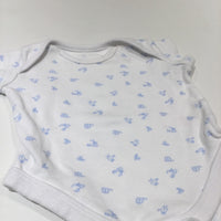 Vehicles Blue & White Short Sleeve Bodysuit - Boys Tiny Baby