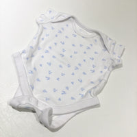 Vehicles Blue & White Short Sleeve Bodysuit - Boys Tiny Baby