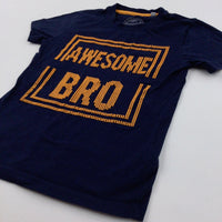 'Awesome Bro' Navy T-Shirt - Boys 6-7 Years