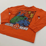 Marvel Superheroes Orange Top - Boys 6-7 Years