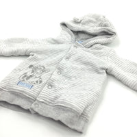 'Big Hugs' Tigger Embroidered Grey & White Striped Lined Jersey Coat with Hood & Ears - Boys 3-6 Months