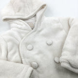 Animals Embroidered Fluffly Cream Lined Jacket - Girls 12 Months