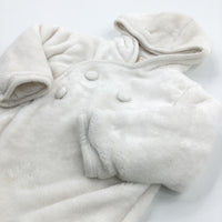 Animals Embroidered Fluffly Cream Lined Jacket - Girls 12 Months