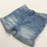 Mid Blue Denim Effect Cotton Shorts - Boys 12-18 Months
