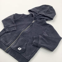 Black/Grey Stonewashed Effect Zip Up Hoodie Sweatshirt - Boys 12-18 Months