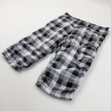 Black & White Checked Lightweight Long Shorts / Cropped Trousers - Boys 11-12 Years
