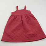 Coral Pink Quilted Dress - Girls 6-7 Years