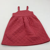 Coral Pink Quilted Dress - Girls 6-7 Years