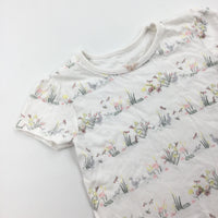 Ducks & Flower White T-Shirt - Girls 9-12 Months