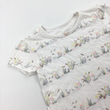 Ducks & Flower White T-Shirt - Girls 9-12 Months