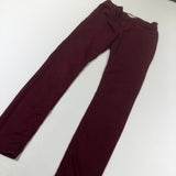 Burgundy Pull On Slim Fit Cotton Mix Trousers - Girls 7-8 Years