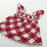 Red & White Diamond Pattern Cotton Blouse Dress - Girls 12-18 Months