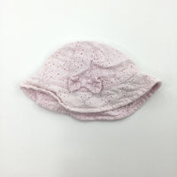 Pink Broderie Cotton Sun Hat - Girls 3-6 Months