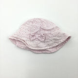 Pink Broderie Cotton Sun Hat - Girls 3-6 Months