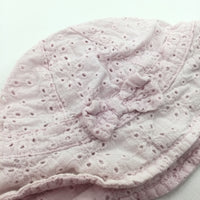 Pink Broderie Cotton Sun Hat - Girls 3-6 Months