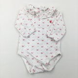 Frill Collar White Long Sleeve Bodysuit - Girls Newborn