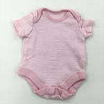 Pink & White Stripe Short Sleeve Bodysuit - Girls Newborn