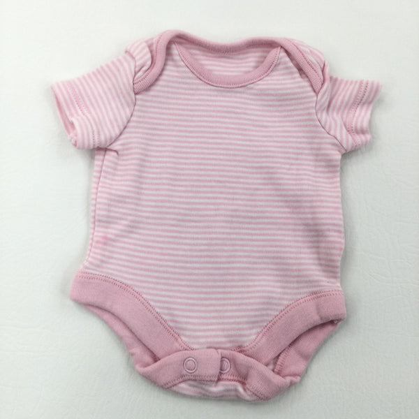 Pink & White Stripe Short Sleeve Bodysuit - Girls Newborn