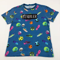 'Striker' Sequin Flip Football Blue T-Shirt - Boys 12 Years