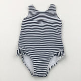 Black & White Striped Swimming Costume - Girls 12-18 Months