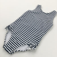 Black & White Striped Swimming Costume - Girls 12-18 Months