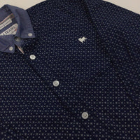 Navy & White Pattern Long Sleeve Shirt - Boys 9 Years