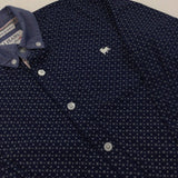 Navy & White Pattern Long Sleeve Shirt - Boys 9 Years