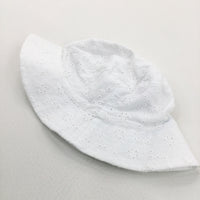 Broderie Flowers White Cotton Sun Hat - Girls 1-2 Years