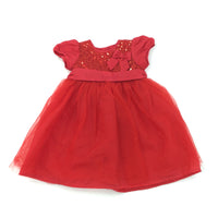 Sequins & Bow Red Dress - Girls 9-12 Months