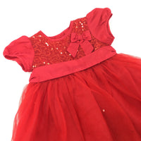 Sequins & Bow Red Dress - Girls 9-12 Months