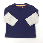 Navy & Grey Layered Long Sleeve Top - Boys 0-3 Months