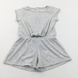 Mottled Grey Ribbed Jersey Playsuit - Girls 2-3 Years