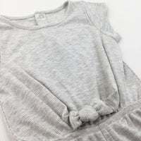 Mottled Grey Ribbed Jersey Playsuit - Girls 2-3 Years