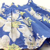 Flowers White, Blue & Yellow Lightweight Cotton Skirt - Girls 2-3 Years