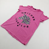 'Unicorn Fan Club' Sequins Pink T-Shirt - Girls 11-12 Years
