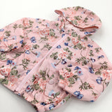 Flowers Pink & Green Lightweight Showerproof Jacket with Hood - Girls 2-3 Years