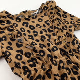 Animal Print Black & Brown Textured Polyester Playsuit - Girls 2-3 Years