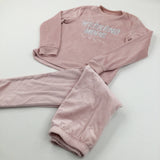 'Weekend Mode' Pink Fleece Pyjamas - Girls 11-12 Years