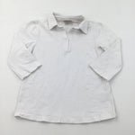 3/4 Sleeve White Polo Shirt - Girls 10 Years