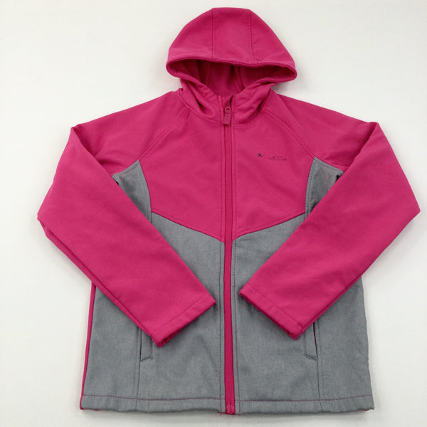 Pink & Grey Fleece Lined Shell Jacket - Girls 11-12 Years