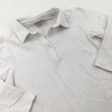 3/4 Sleeve White Polo Shirt - Girls 10 Years