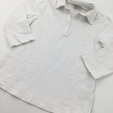 3/4 Sleeve White Polo Shirt - Girls 10 Years