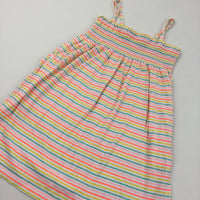 Bright Colouful Stripes Sleevless Dress - Girls 9 Years