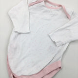 Hearts Pink & White Long Sleeve Bodysuit - Girls 0-3 Months