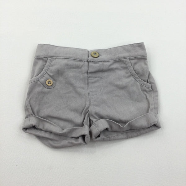 Grey Cotton Twill Shorts - Boys Newborn