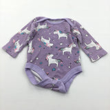 Unicorns Purple Long Sleeve Bodysuit - Girls Newborn