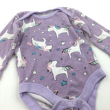Unicorns Purple Long Sleeve Bodysuit - Girls Newborn