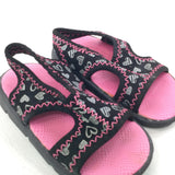 Hearts Black, Pink & White Sandals - Girls - Shoe Size 4