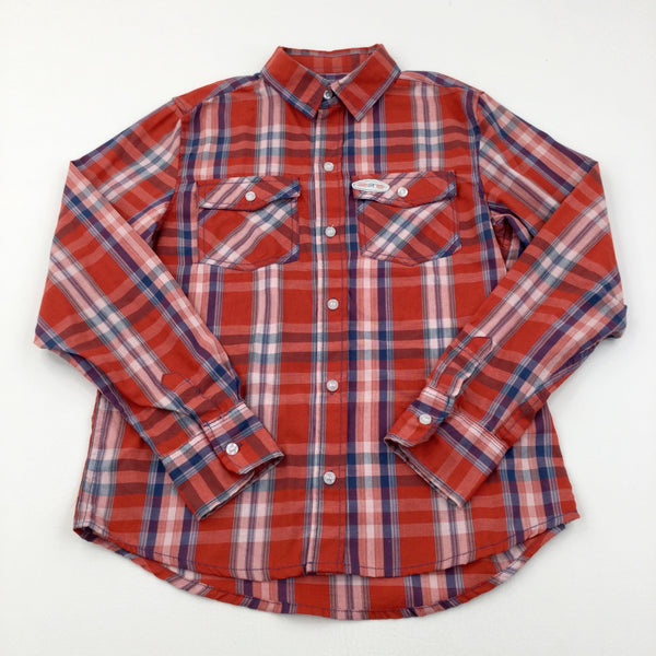 Red & Blue Checked Long Sleeve Shirt - Boys 12-13 Years